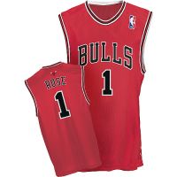 Chicago Bulls Custom Authentic Style Road Jersey Red #1 Derrick Rose