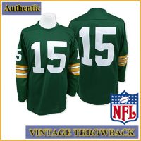 Green Bay Packers Authentic Throwback Long Sleeve Green Jersey #15 Bart Starr