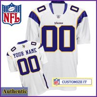 Minnesota Vikings RBK Style Authentic White Ladies Jersey (Customized or Blank)