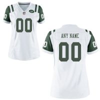 Nike Style Women's New York Jets Customized Away White Jersey (Any Name Number)