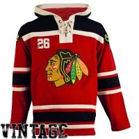 Chicago Blawkhawks Old Time Red Lace Heavyweight Hoodie Hockey Jersey