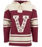 Mens Vancouver Millionaires Old Time Burgundy Lace Heavyweight Hoodie Hockey Jersey