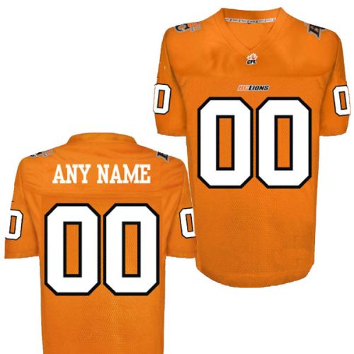 CFL Custom BC Lions Premier TC Orange Football Jersey