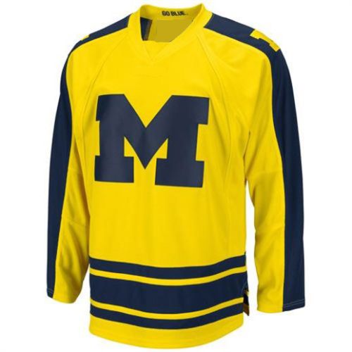 Michigan Wolverines NCAA College Gold M Hockey Jersey 