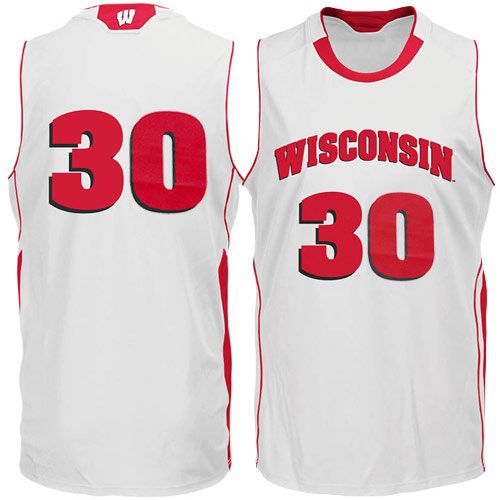 Wisconsin Badgers NCAA College White Basketball Jersey 