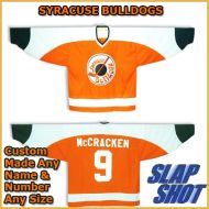 SYRACUSE BULLDOGS SLAPSHOTS AWAY ORANGE HOCKEY JERSEY (Pick A Player)