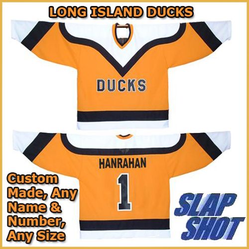 LONG ISLAND DUCKS SLAPSHOTS AWAY ORANGE HOCKEY JERSEY (Pick A Player)