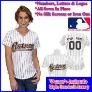 Houston Astros Authentic Personalized Women's White Pinstriped Jersey