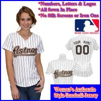 Houston Astros Authentic Personalized Women's White Pinstriped Jersey