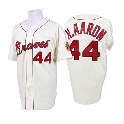 Milwaukee Braves Legends Classic Home White Jersey #44 Hank Aaron