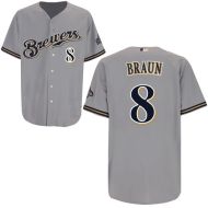 Milwaukee Brewers Authentic Style Gray Road Jersey #8 Ryan Braun