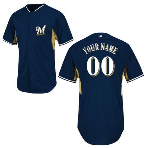 Milwaukee Brewers Authentic Style Personalized BP Blue  Jersey