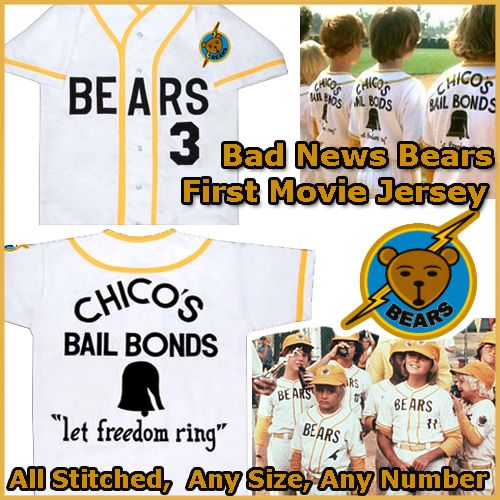 Bad News Bears Movie 1976 Chico's Bail Bonds Baseball Jersey