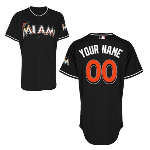 Miami Marlins Authentic Style Personalized Alternate 2 Black  Jersey