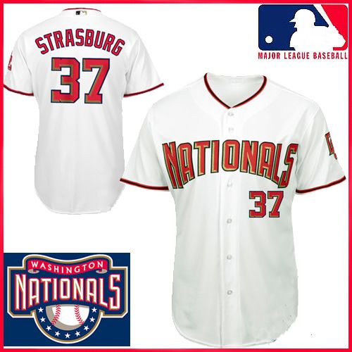 Washington Nationals Authentic Style Home White Jersey #37 Stephen Strasburg