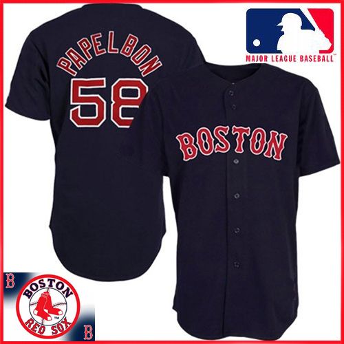 Boston Red Sox Authentic Style Away Navy Jersey #58 Jonathan Papelbon