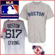 Ladies Red Sox Road  BOSTON 617 STRONG Gray Women Jersey