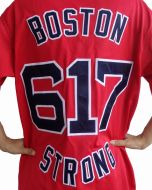 Ladies Red Sox Alt BOSTON 617 STRONG Red Women Jersey