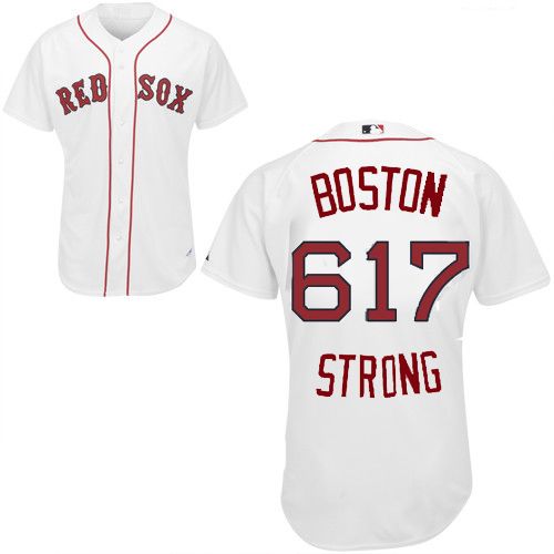 Red Sox Home BOSTON 617 STRONG White Jersey