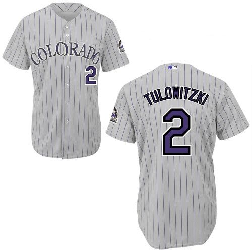 Colorado Rockies Authentic Style Gray Road Pinstriped Jersey #2 Troy Tulowitzki