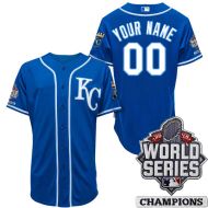 Kansas City Royals Authentic Style Personalized World  Series 2015 Alt 2 Blue Jersey