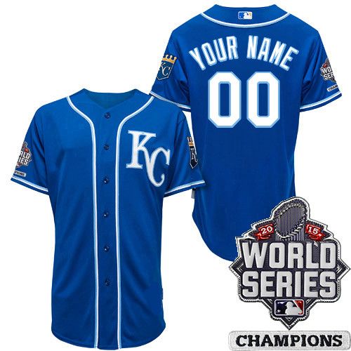 Kansas City Royals Authentic Style Personalized World  Series 2015 Alt 2 Blue  Jersey