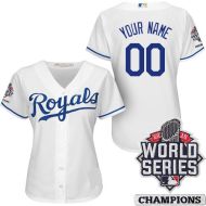 Kansas City Royals Authentic Personalized Women's White 2015 World Series Jersey