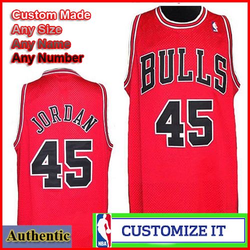 Chicago Bulls Throwback Authentic Style Jersey Red #45 Michael Jordan