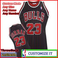 Chicago Bulls Throwback Authentic Style Pinstriped Jersey #23 Michael Jordan