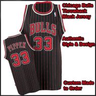Chicago Bulls Throwback Authentic Style  Pinstriped Jersey #33 Scottie Pippen