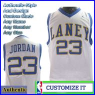 Laney High School Authentic NBA Style Jersey White #23 Michael Jordan