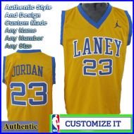 Laney High School Authentic NBA Style Jersey Yellow #23 Michael Jordan