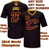 LeBron James #23 Cleveland Cavaliers Authentic Style Black Sleeved Champs Jersey