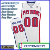 Detroit Pistons Custom Authentic Style Home Jersey White