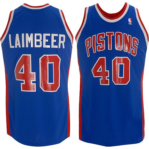 Detroit Pistons Throwback Authentic Style Road Jersey Blue #40 Bill Laimbeer