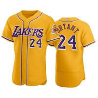 Los Angeles Lakers Kobe Bryant Gold Baseball Style Front Button Jersey 
