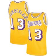 LA Lakers Throwback Authentic Style Gold Jersey #13 Wilt Chamberlain 