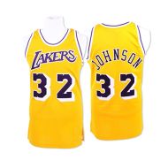 LA Lakers Throwback Authentic Style Jersey Gold #32 Magic Johnson