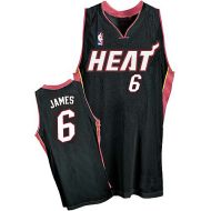 Miami Heat Authentic Style Road Jersey Black LeBron James #6