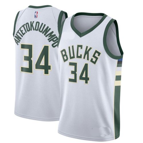 Milwaukee Bucks Custom Authentic Style  Home White t20 Jersey 