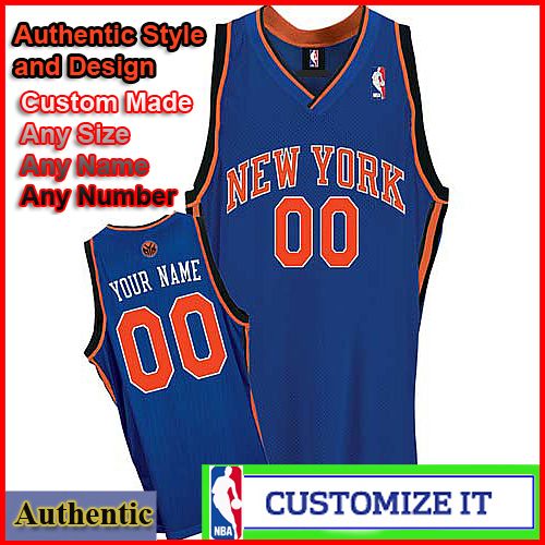 New York Knicks Custom Authentic Style Classic Blue Road Jersey 