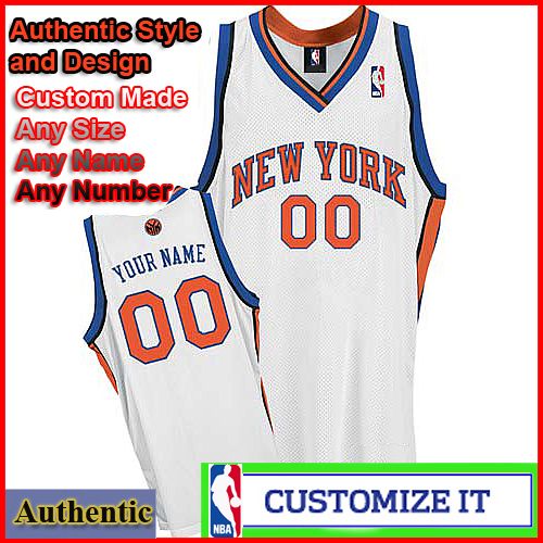 New York Knicks Custom Authentic Style Classic White Home Jersey