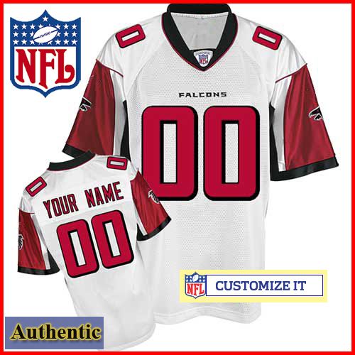 Atlanta Falcons RBK Style Authentic White Ladies Jersey (Customized or Blank)