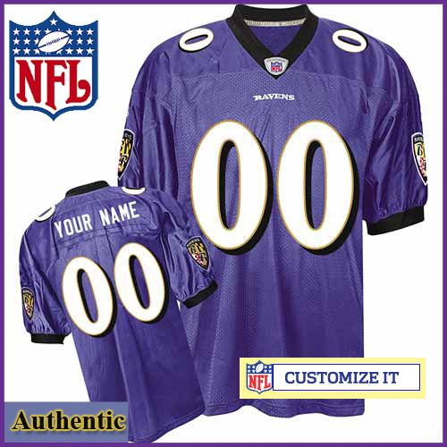 Baltimore Ravens RBK Style Women's Authentic Home Purple Jersey Customized