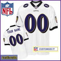 Baltimore Ravens RBK Style Authentic White Ladies Jersey (Customized or Blank)