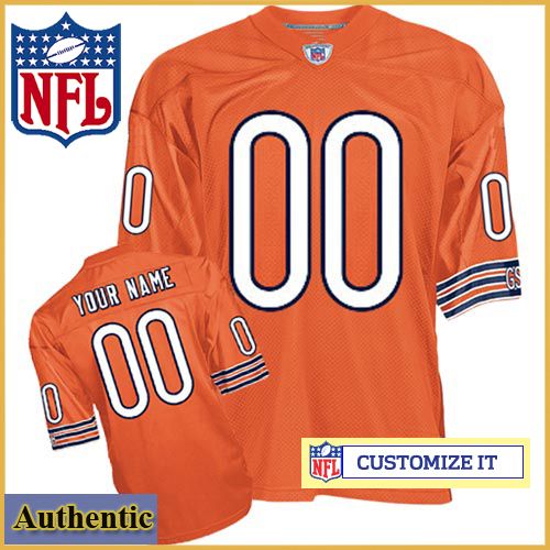 Chicago Bears Customized Authentic RBK Style Alternate Orange Jersey (Pick A Player)