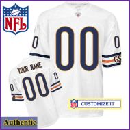 Chicago Bears Authentic RBK Style White Ladies Jersey (Customized or Blank)