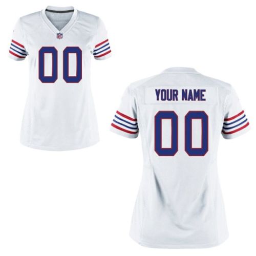 Nike Style Women's Buffalo Bills Customized Alternate White Jersey (Any Name Number)