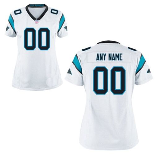 Nike Style Women's Carolina Panthers Customized Away White Jersey (Any Name Number)