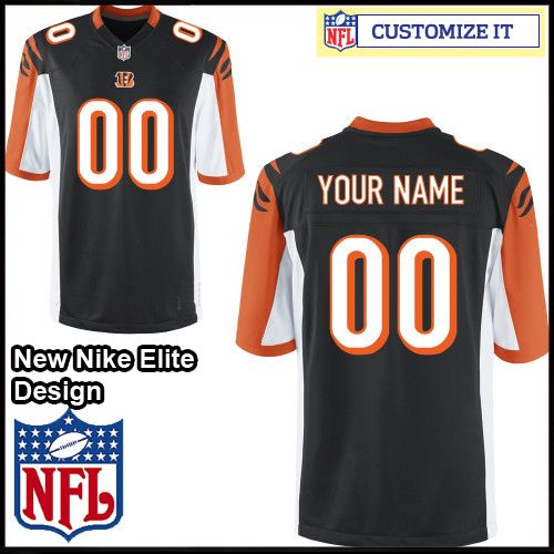 Cincinnati Bengals Nike Elite Style Team Color Black Jersey (Pick A Name)